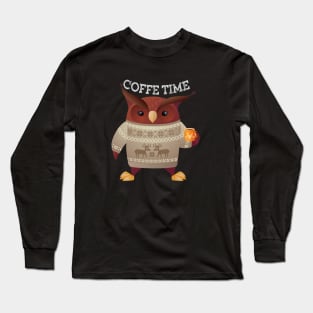 Owl Coffee Time Long Sleeve T-Shirt